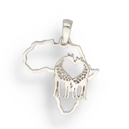 Get your Kissing Giraffes Sterling Silver Africa Outline Necklace online now or in store at Forever Gems in Franschhoek, South Africa