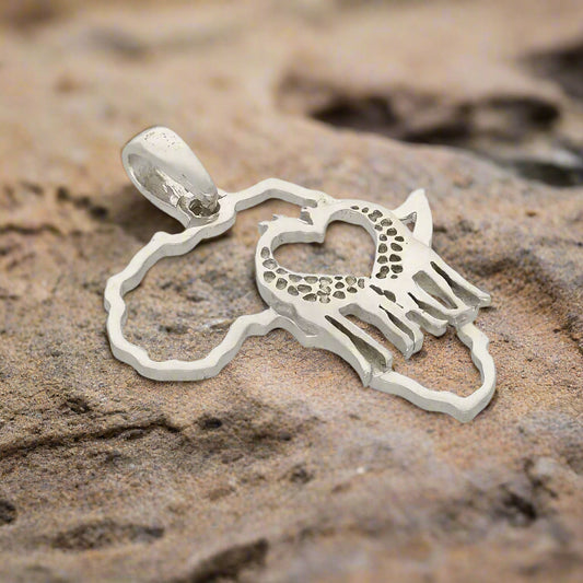 Get your Kissing Giraffes Sterling Silver Africa Outline Necklace online now or in store at Forever Gems in Franschhoek, South Africa