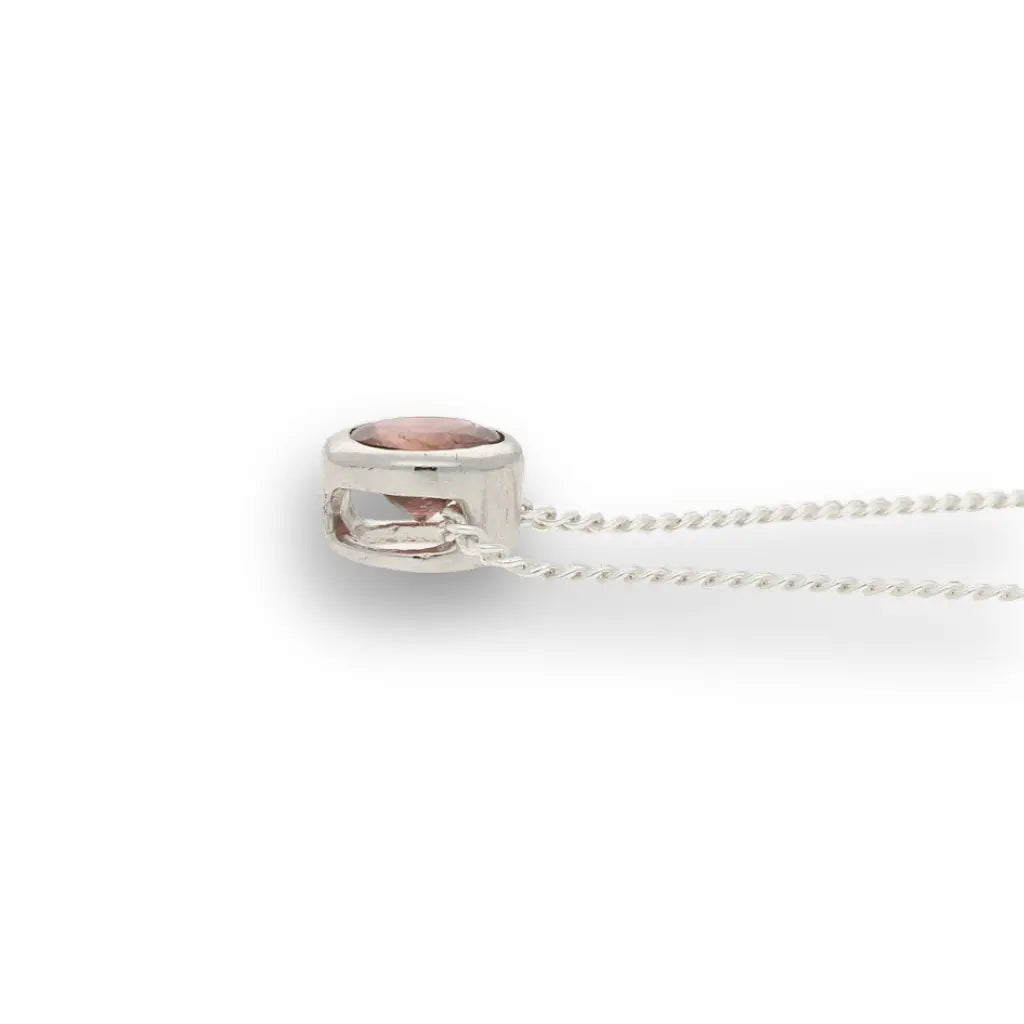 Rosy Dawn Natural Pink Tourmaline Tube Set Slider Necklace