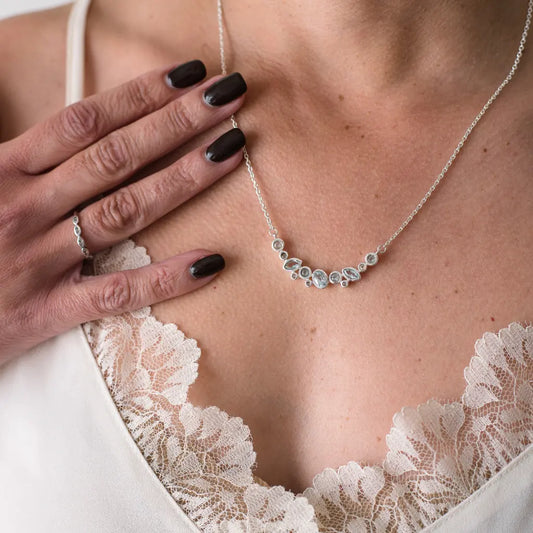 Ethereal Cascade – Heirloom Blue Topaz Sterling Silver Necklace