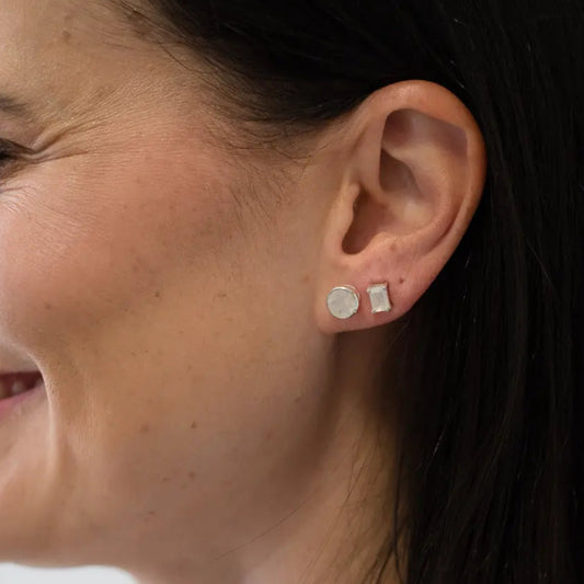 Get your Rainbow Moonstone Rectangle Silver Stud Earrings online now or in store at Forever Gems in Franschhoek, South Africa