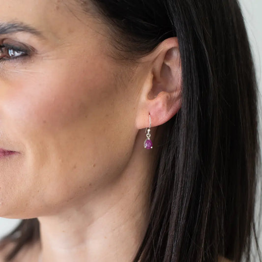Get your Sterling Silver Pear Cut Ruby Drop Earrings online now or in store at Forever Gems in Franschhoek, South Africa