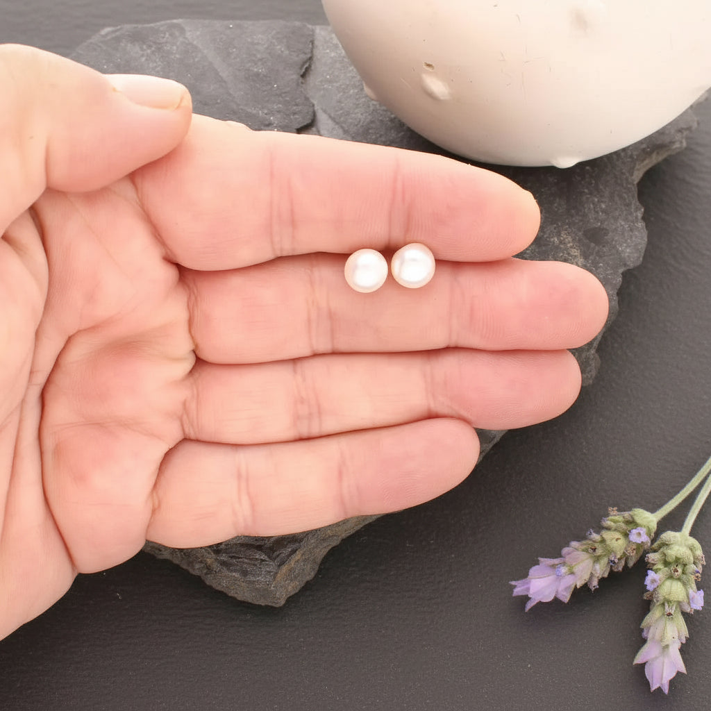 Heirloom Lustre Natural White Cultured 8mm Pearl Stud Earrings