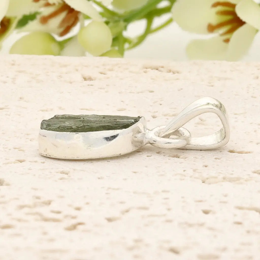 Authentic Moldavite Transformation Necklace in Sterling Silver