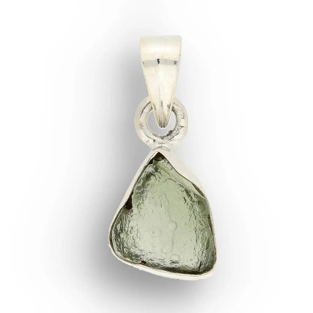 Sterling Silver Raw Moldavite Necklace