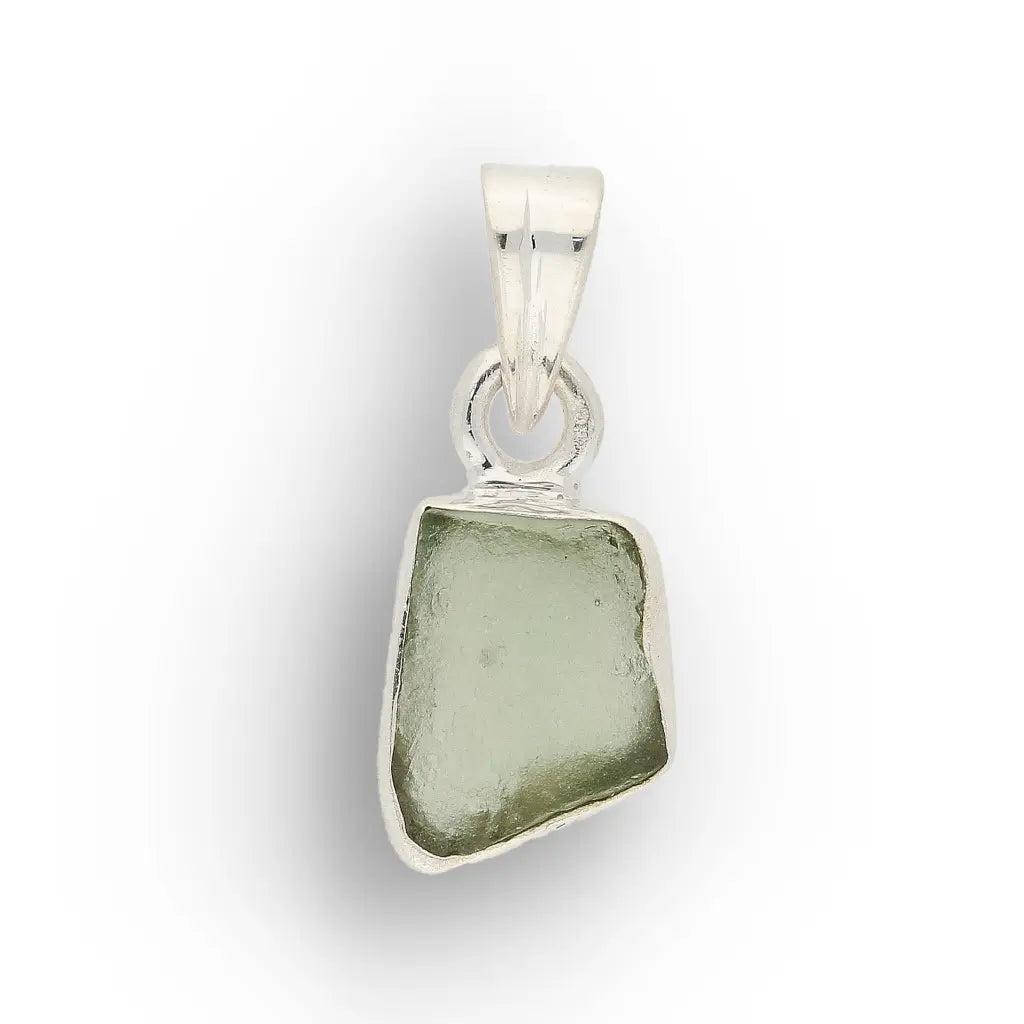 Sterling Silver Raw Czech Moldavite Necklace