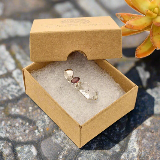 Get your Herkimer & Garnet Duo in Sterling Silver - Celestial Sparkle online now or in store at Forever Gems in Franschhoek, South Africa