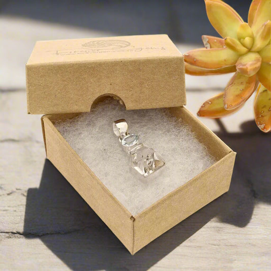 Get your Herkimer Diamond & Blue Topaz Harmony Pendant - Clarity & Calm online now or in store at Forever Gems in Franschhoek, South Africa