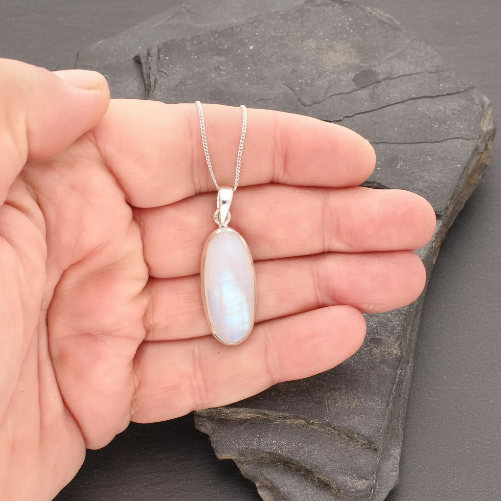 Get your Mystic Moon: Rainbow Moonstone Silver Necklace online now or in store at Forever Gems in Franschhoek, South Africa