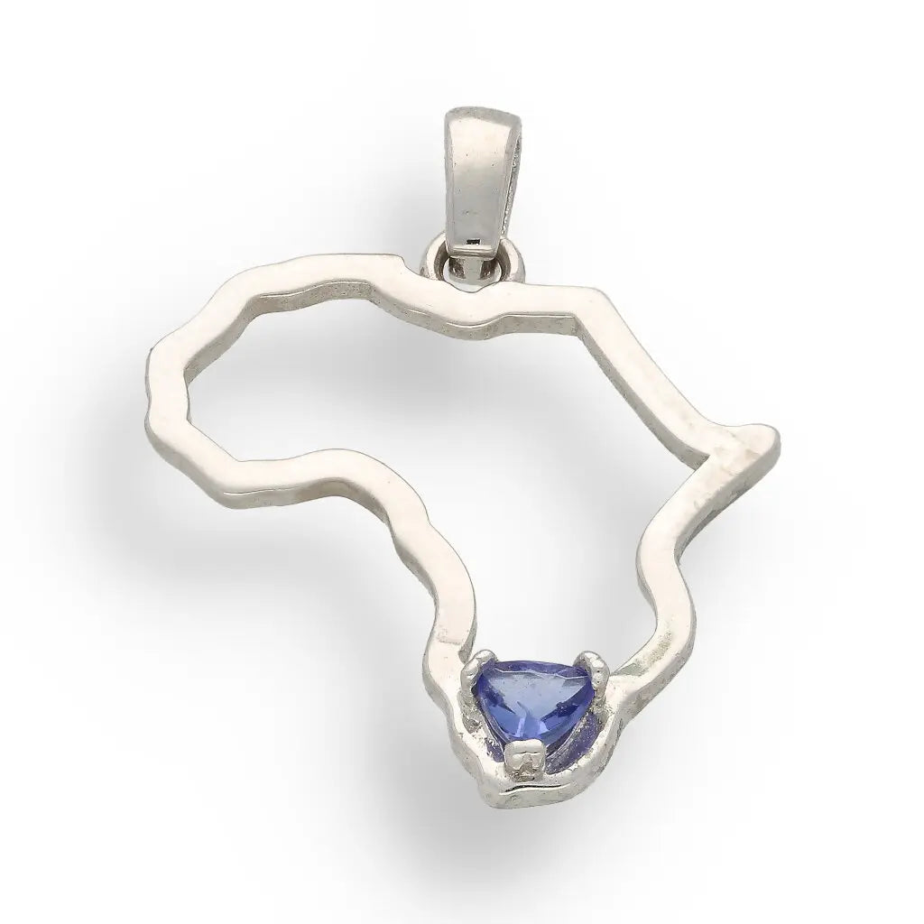 Get your African Continent Tanzanite Pendant - Sterling Silver Heritage Necklace online now or in store at Forever Gems in Franschhoek, South Africa