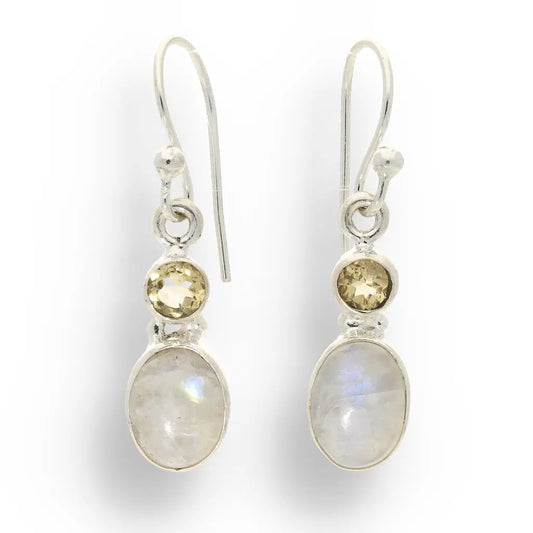 Get your Moonstone & Citrine Sterling Silver Earrings - Tranquility & Abundance online now or in store at Forever Gems in Franschhoek, South Africa