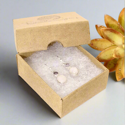 Get your Moonstone & Amethyst Sterling Silver Earrings - Tranquility & Healing online now or in store at Forever Gems in Franschhoek, South Africa