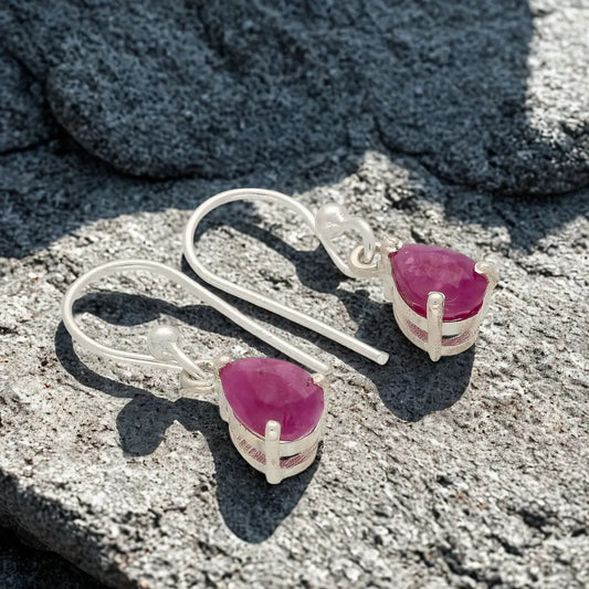 Get your Dance with Fire: Natural Ruby Sterling Silver Drop Earrings online now or in store at Forever Gems in Franschhoek, South Africa