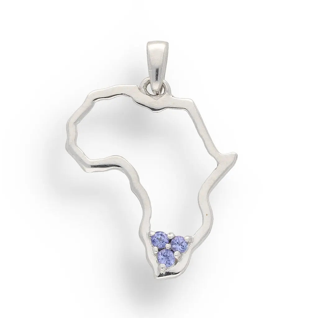 Get your Triple Tanzanite Africa Pendant - Sterling Silver Continental Necklace online now or in store at Forever Gems in Franschhoek, South Africa