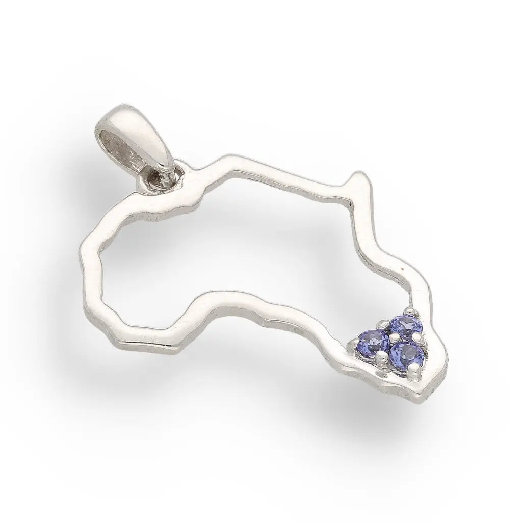 Get your Triple Tanzanite Africa Pendant - Sterling Silver Continental Necklace online now or in store at Forever Gems in Franschhoek, South Africa