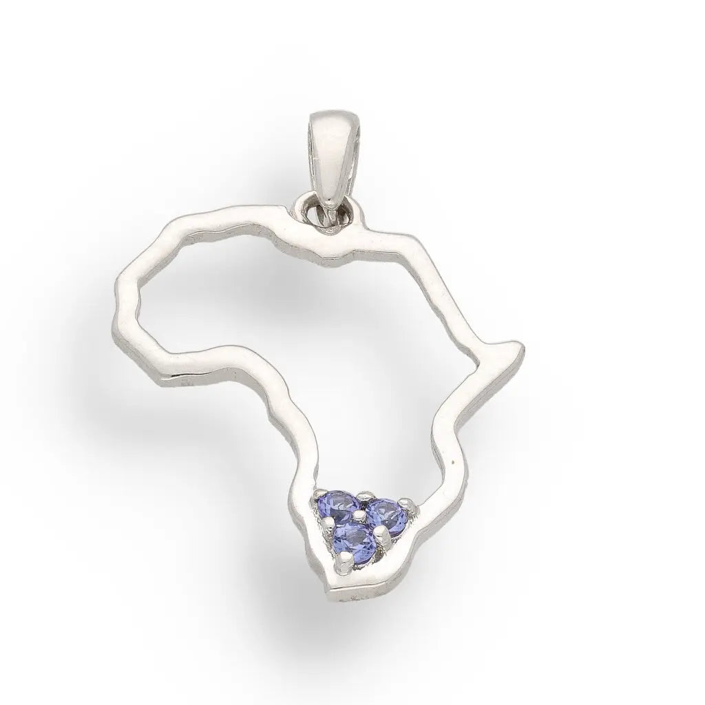 Get your Triple Tanzanite Africa Pendant - Sterling Silver Continental Necklace online now or in store at Forever Gems in Franschhoek, South Africa