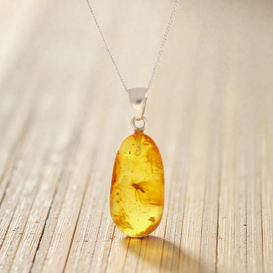 Get your Frozen in Time: Baltic Amber Insect Sterling Silver Necklace online now or in store at Forever Gems in Franschhoek, South Africa