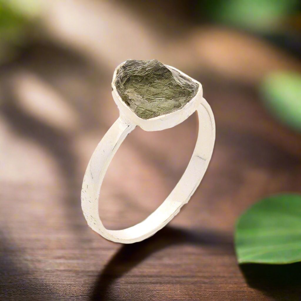 Get your Moldavite Cosmic Embrace – Sterling Silver Ring online now or in store at Forever Gems in Franschhoek, South Africa
