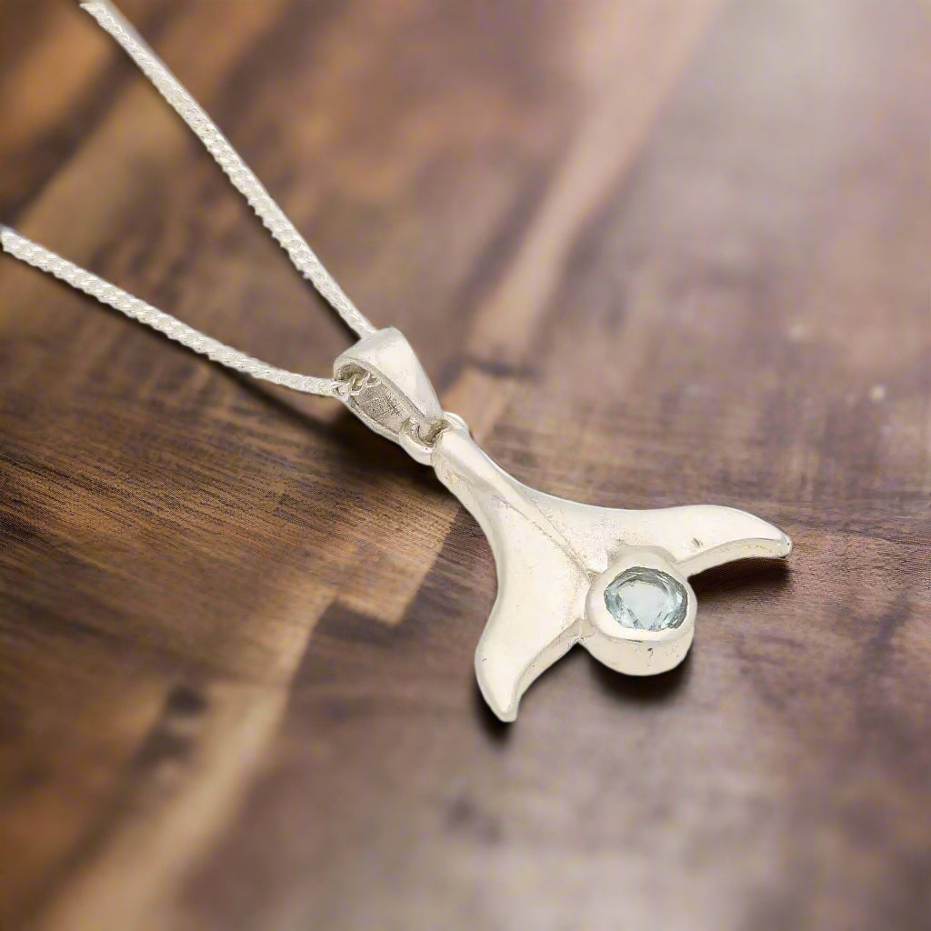 Get your Blue Topaz Whale Tail Pendant - Ocean Whisper online now or in store at Forever Gems in Franschhoek, South Africa
