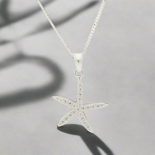 Get your Sparkling Starfish: Your New Go-To Sterling Silver & CZ Necklace! online now or in store at Forever Gems in Franschhoek, South Africa