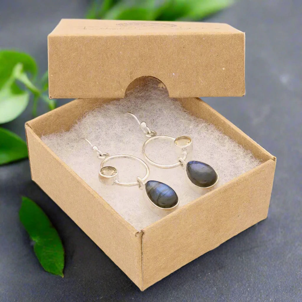 Get your Radiant Harmony: Labradorite and Citrine Earrings online now or in store at Forever Gems in Franschhoek, South Africa