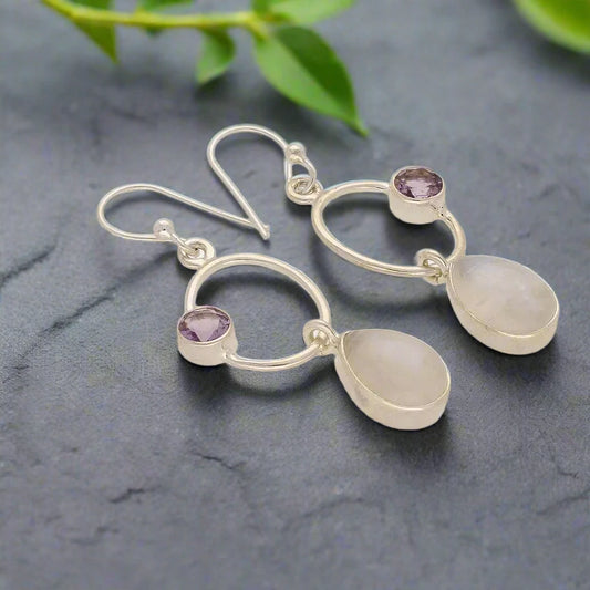 Get your Radiant Harmony: Moonstone and Amethyst Earrings online now or in store at Forever Gems in Franschhoek, South Africa