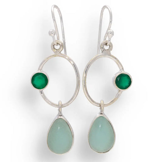 Get your Radiant Harmony: Prehnite and Green Chalcedony Earrings online now or in store at Forever Gems in Franschhoek, South Africa