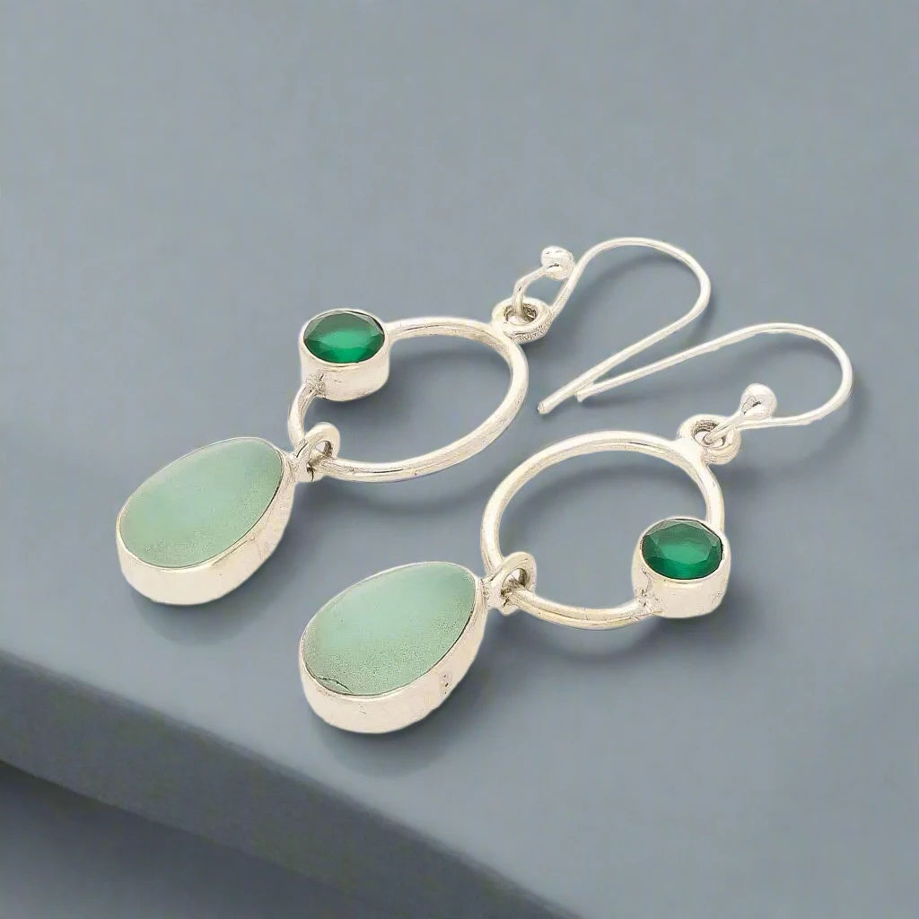 Get your Radiant Harmony: Prehnite and Green Chalcedony Earrings online now or in store at Forever Gems in Franschhoek, South Africa