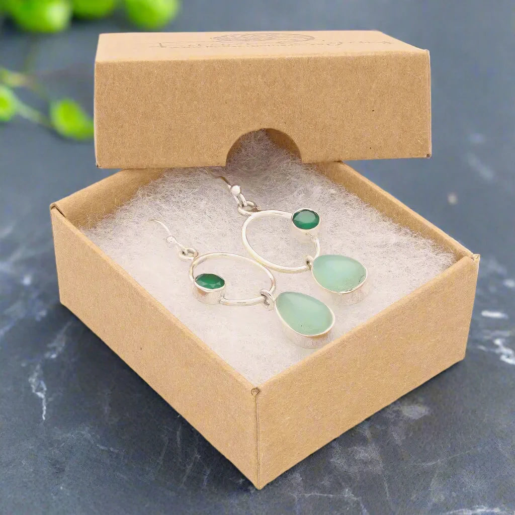 Get your Radiant Harmony: Prehnite and Green Chalcedony Earrings online now or in store at Forever Gems in Franschhoek, South Africa