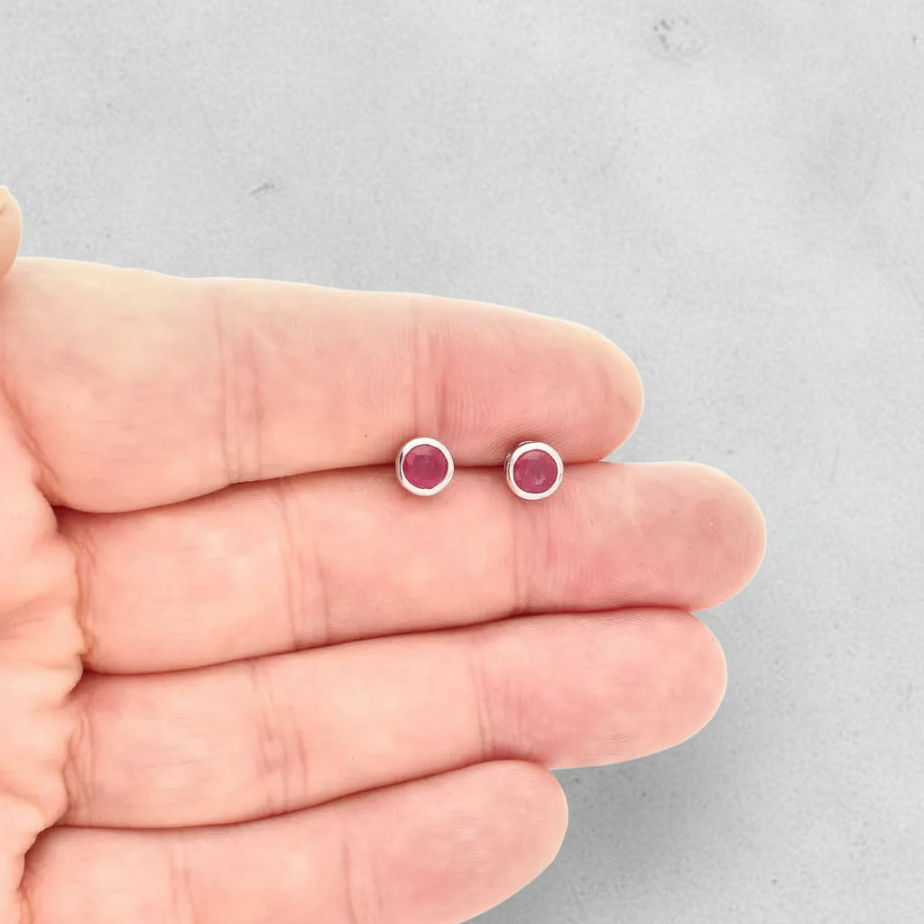 Get your Ruby Bezel Stud Earrings Silver online now or in store at Forever Gems in Franschhoek, South Africa