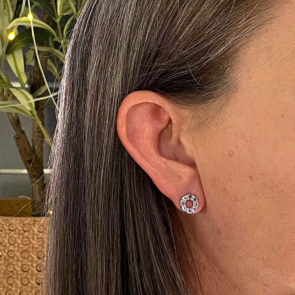 Get your Sterling Silver Tanzanite Halo Stud Earrings online now or in store at Forever Gems in Franschhoek, South Africa