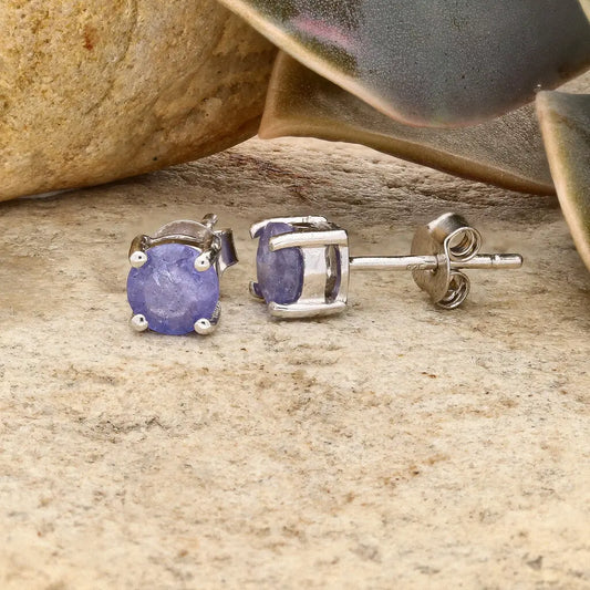Get your Elegant Sterling Silver Stud Earrings Featuring 5mm Tanzanite online now or in store at Forever Gems in Franschhoek, South Africa