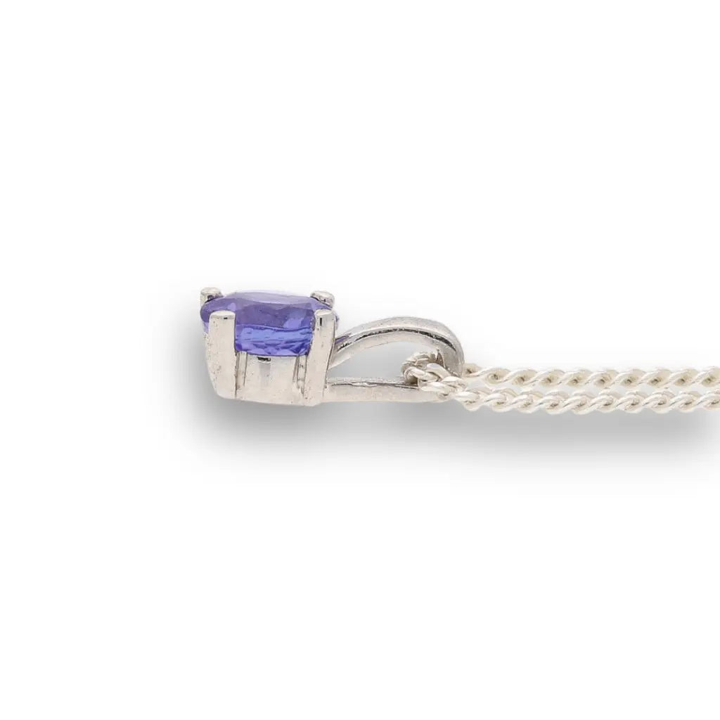 Get your Elegant 4-Claw Round Tanzanite Sterling Silver Solitaire Necklace online now or in store at Forever Gems in Franschhoek, South Africa