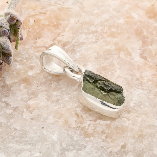Authentic Czech Moldavite Sterling Silver Pendant Charm