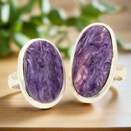 Get your Charoite Sterling Silver Rings: Mystical Serenity online now or in store at Forever Gems in Franschhoek, South Africa