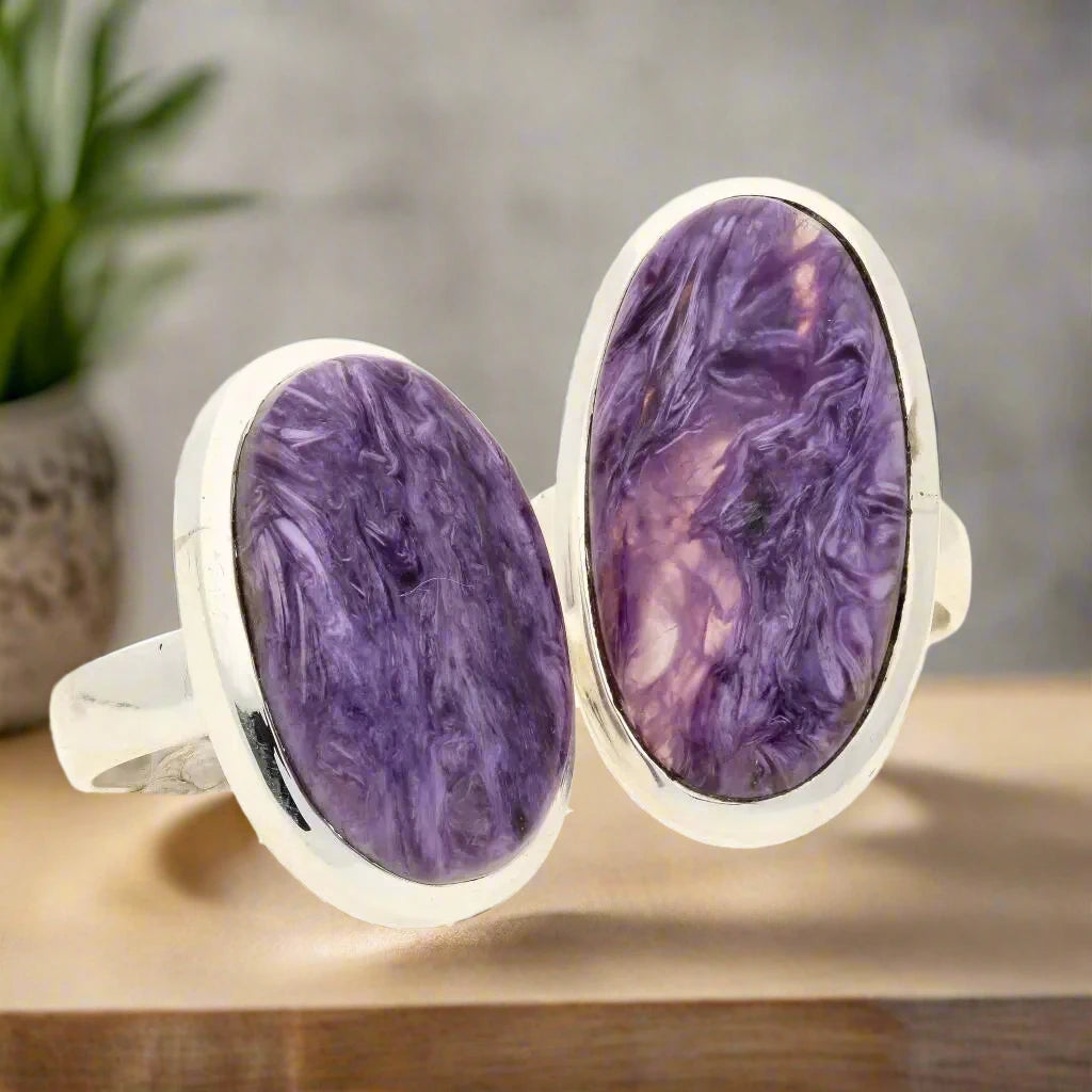 Get your Charoite Sterling Silver Rings: Mystical Serenity online now or in store at Forever Gems in Franschhoek, South Africa