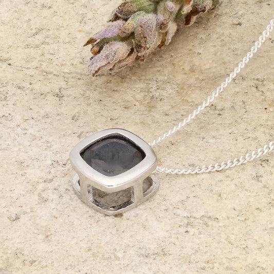 Get your Natural Blue Sapphire Square Slider Pendant Necklace in 925 Sterling Silver | 45cm Chain online now or in store at Forever Gems in Franschhoek, South Africa