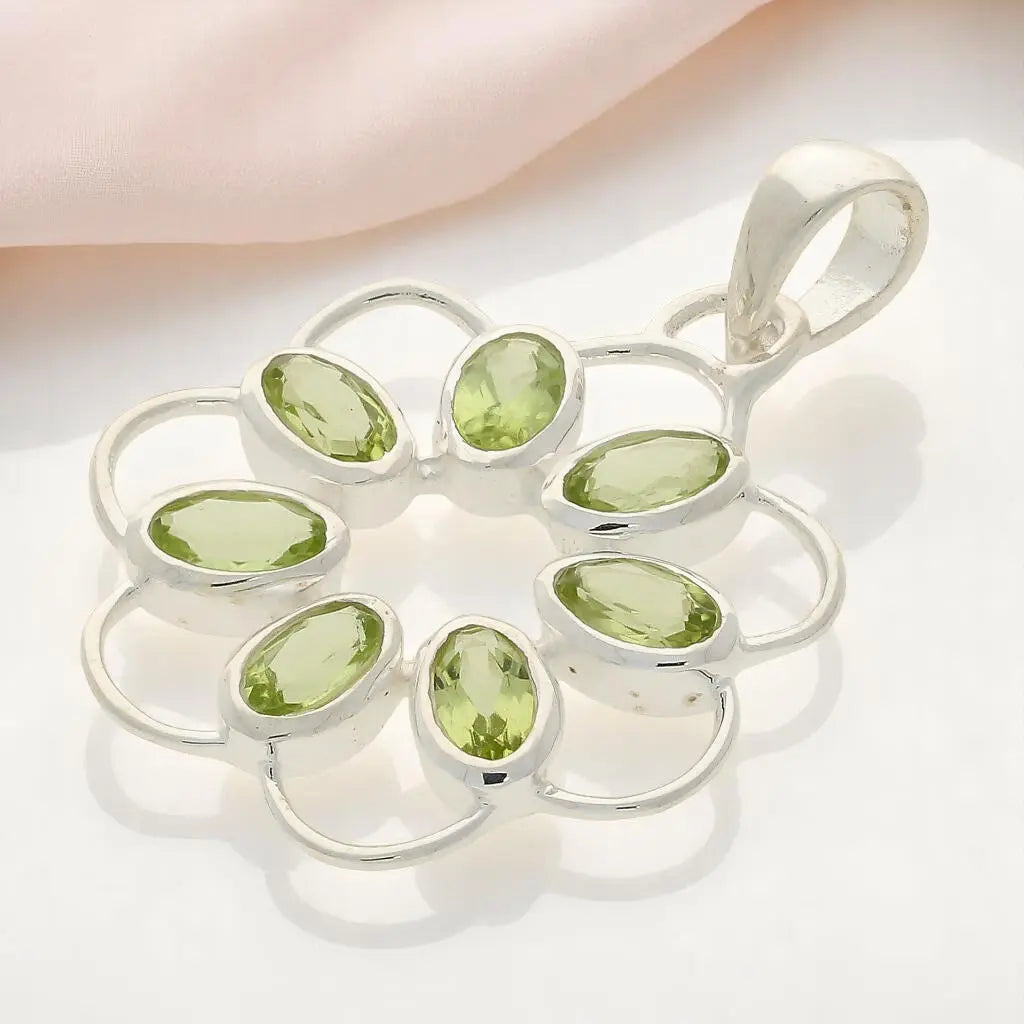Ethereal Peridot Flower in Sterling Silver