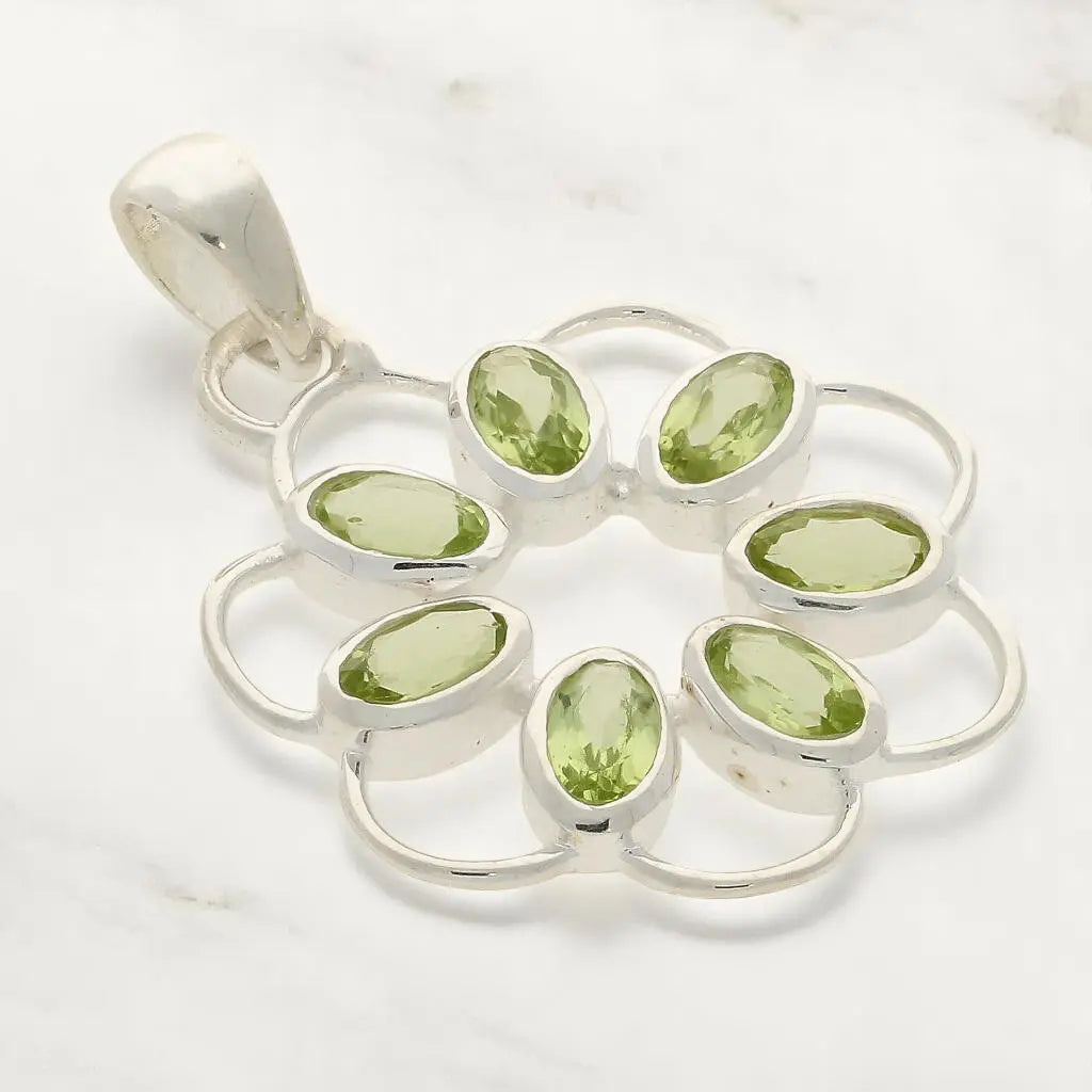 Ethereal Peridot Flower in Sterling Silver