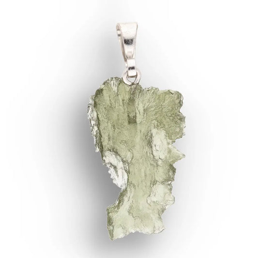 Authentic Moldavite Sterling Silver Necklace Pendant