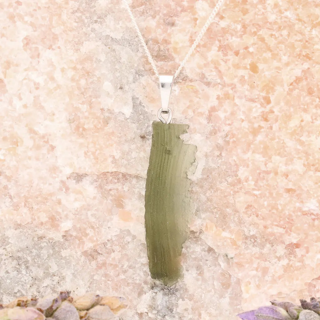 Get your Authentic Natural Moldavite Sterling Silver Chain Necklace online now or in store at Forever Gems in Franschhoek, South Africa