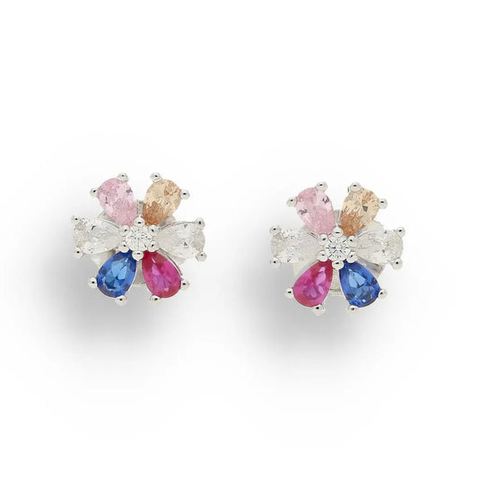 Get your Blooming Brilliance: Your Multi-Color CZ Flower Stud Earrings! online now or in store at Forever Gems in Franschhoek, South Africa