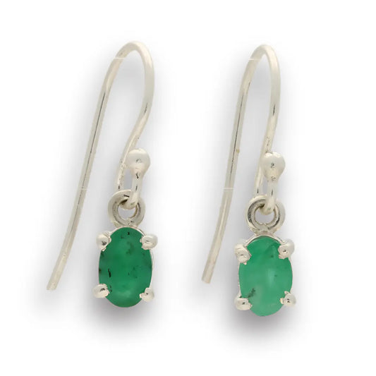 Get your Natural Emerald Sterling Silver Dangle Earrings - Verdant Grace online now or in store at Forever Gems in Franschhoek, South Africa