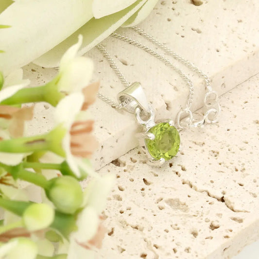 Get your Round Peridot Sterling Silver Necklace online now or in store at Forever Gems in Franschhoek, South Africa