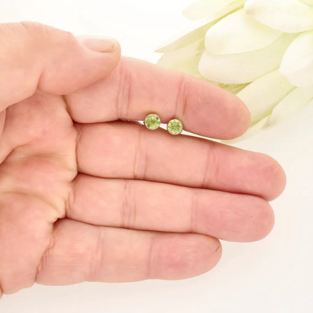 Get your Round Natural Peridot Stud Earrings in Sterling Silver online now or in store at Forever Gems in Franschhoek, South Africa