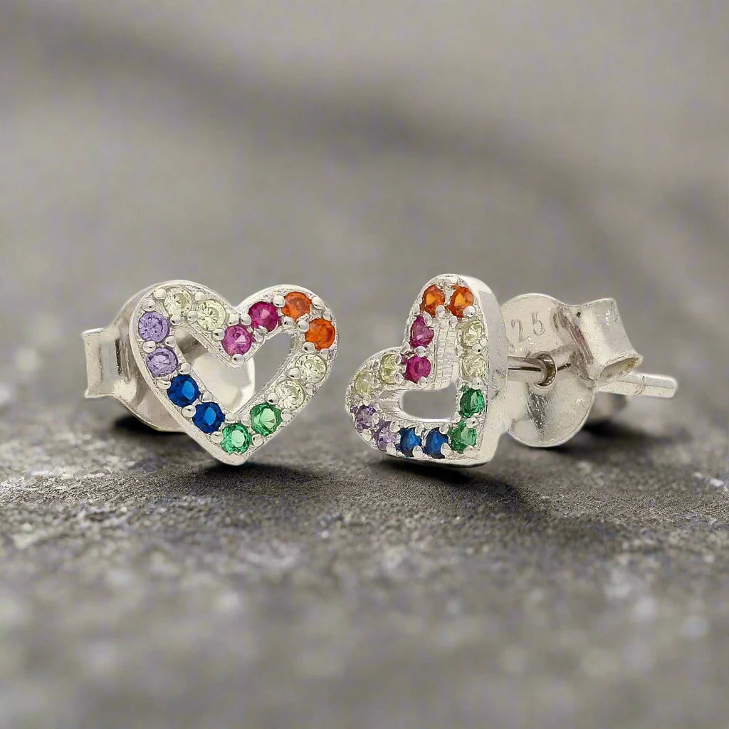 Get your Tiny Heart, Big Sparkle – Rainbow Love Studs online now or in store at Forever Gems in Franschhoek, South Africa