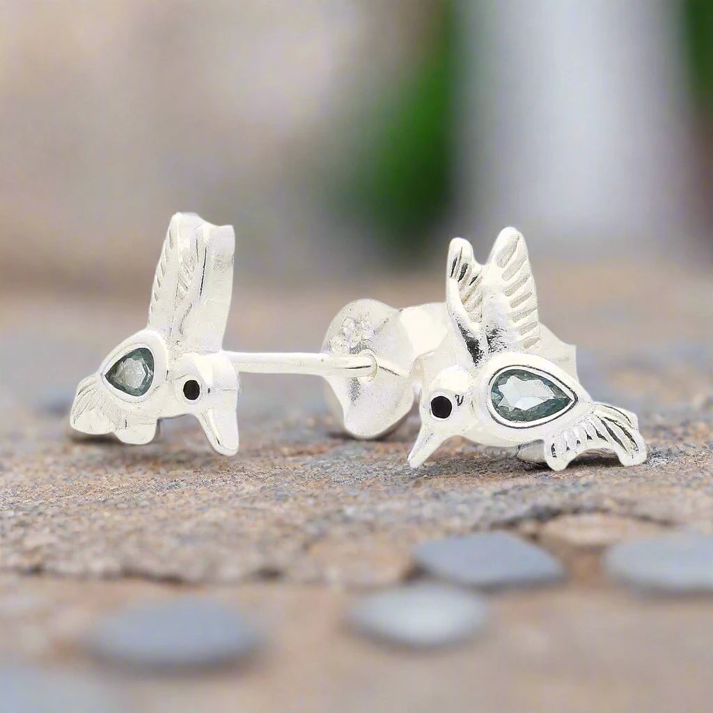Get your Blue Skies & Tiny Wings - Sterling Silver Hummingbird Earrings online now or in store at Forever Gems in Franschhoek, South Africa