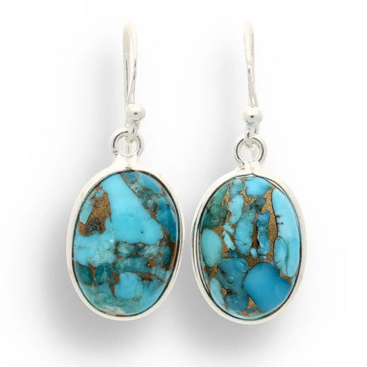 Get your Blue Skies & Golden Veins - Sterling Silver Copper Turquoise Drops online now or in store at Forever Gems in Franschhoek, South Africa