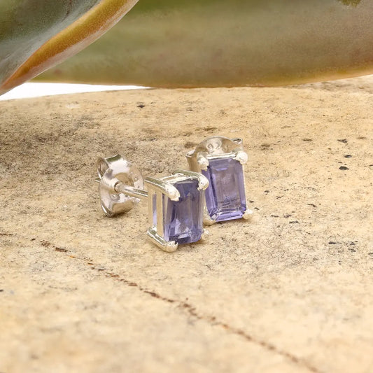 Get your Baguette Cut Iolite Stud Earrings in Sterling Silver online now or in store at Forever Gems in Franschhoek, South Africa
