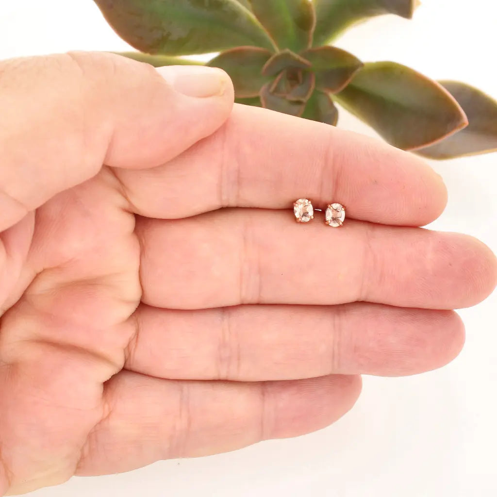 Get your Morganite Oval Stud Earrings in Rose Gold Silver online now or in store at Forever Gems in Franschhoek, South Africa